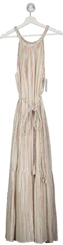 Women's maxi dress loud pop -Apiece Apart Cream Sleeveless Striped Maxi Dress UK M