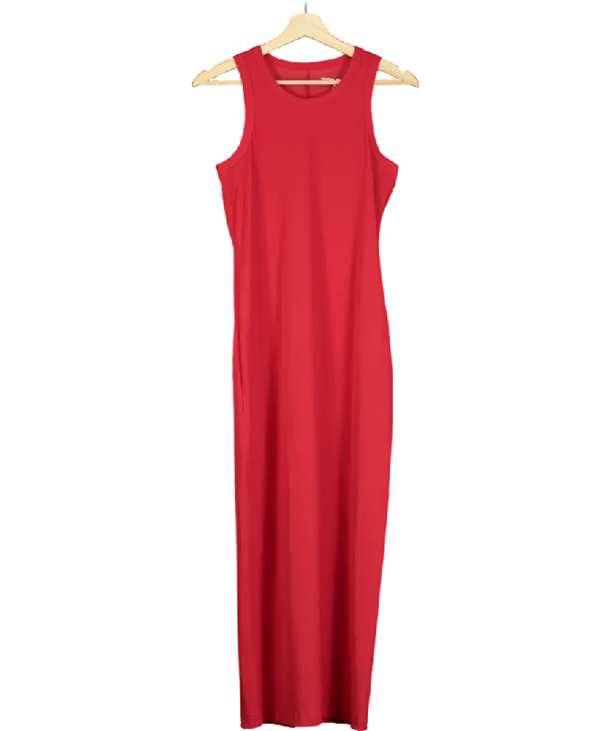 Women's maxi dress spin chic -TRVL DRSS Red Ribbed Sleeveless Maxi Dress UK S