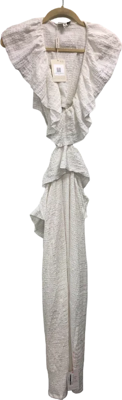 Women's maxi dress long chic -Pretty Lavish White Ruffled Maxi Dress UK XS