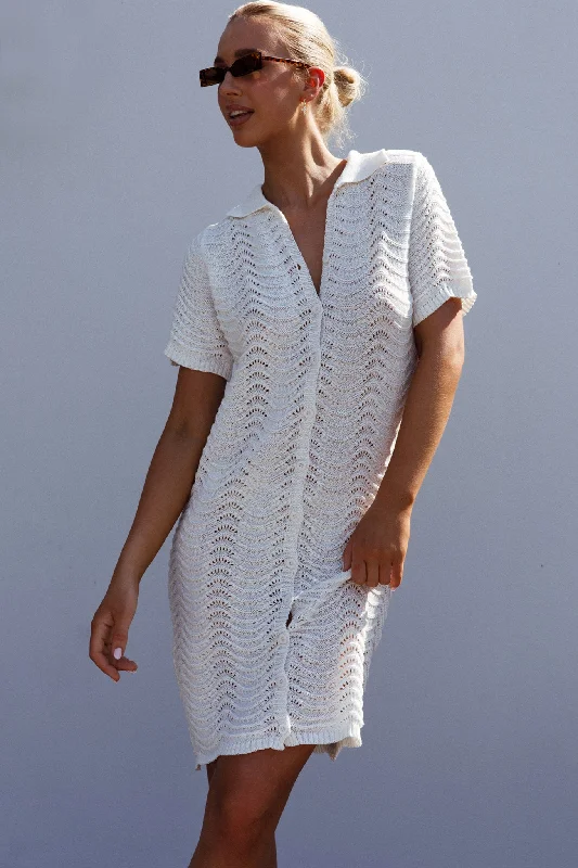 Women's shirt dress off pop -Glennon B Crochet Shirt Dress White