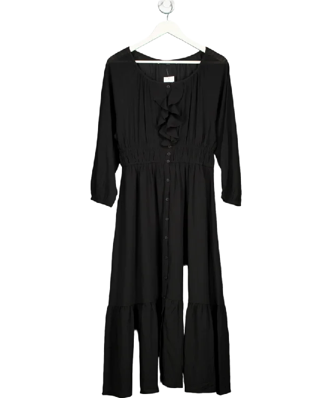 Women's maxi dress peek chic -French Connection Black Anna Cora Pleated Button Down Maxi Dress UK S