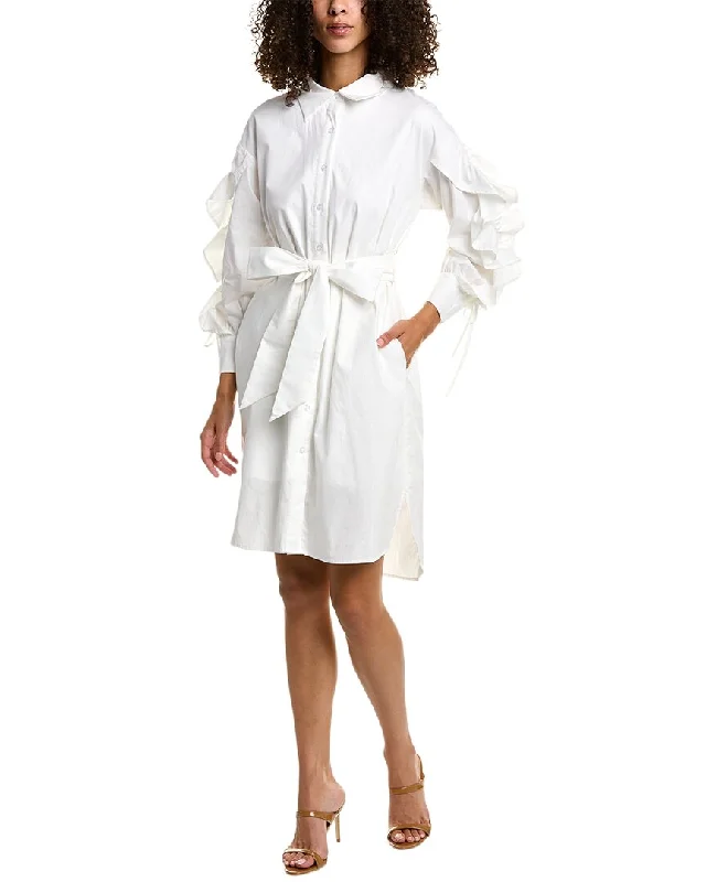 Women's shirt dress mid chic -Gracia Ruffle Sleeve Shirtdress