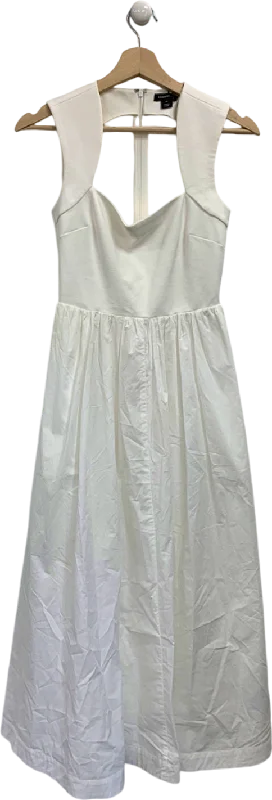 Women's maxi dress gem chic -Karen Millen White Scoop Neck Jersey Cotton Mix Maxi Dress XS