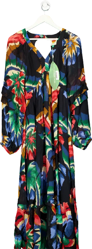 Women's maxi dress era glow -Farm Rio Multicoloured Chevron Forest Black Maxi Dress UK XS