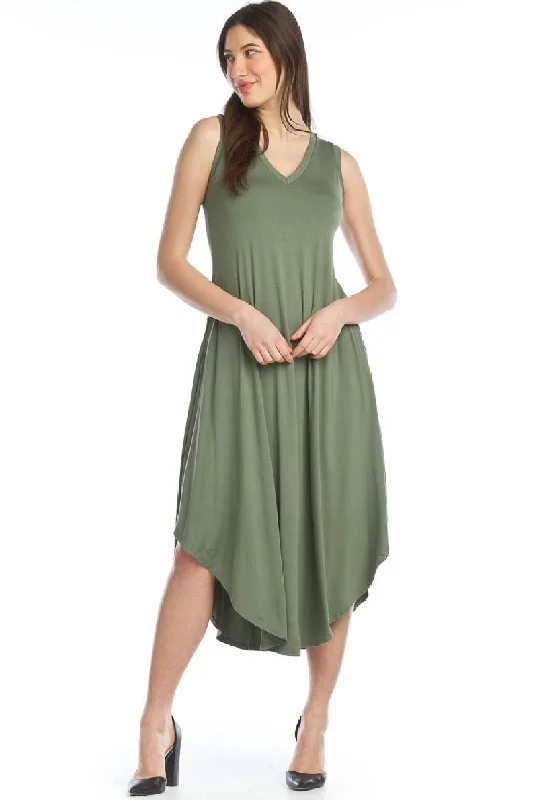 Women's maxi dress twist pop -Papillon Soft Stretchy Maxi Dress with Pockets PD-12656 Olive