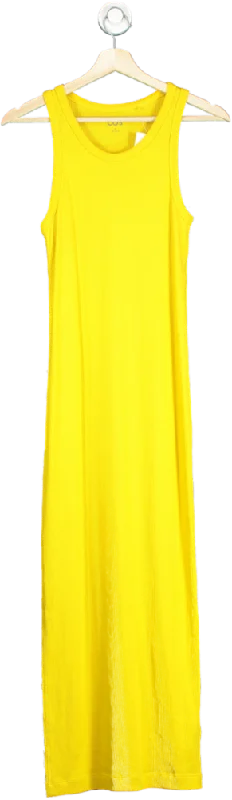 Women's maxi dress wide pop -COS Yellow Ribbed Maxi Dress UK S