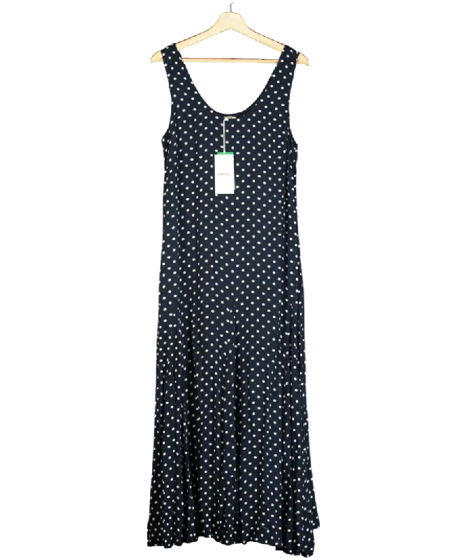 Women's maxi dress thread glow -Albaray Blue Spot Godet Maxi Dress, Navy/white UK 12