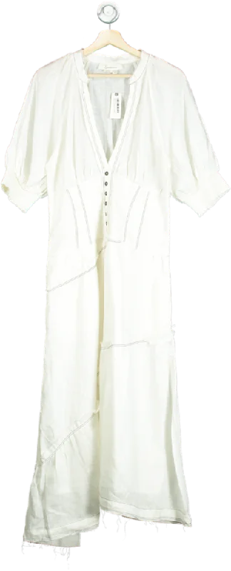 Women's maxi dress old pop -Anthropologie White Linen Maxi Dress UK M