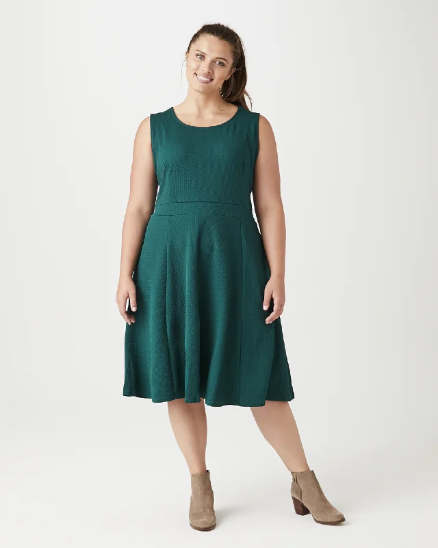 ladies-flared-dress-beaded-breeze-Ortiga Fit and Flare Dress | Forest Green