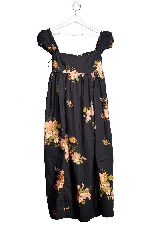 Women's maxi dress link pop -Free People Black Linda Lou Poplin Maxi Dress UK XS