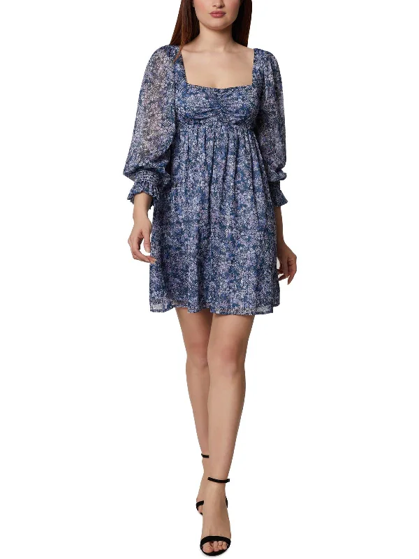 ladies-flared-dress-brunch-breeze-Womens Floral Print Knee Length Fit & Flare Dress