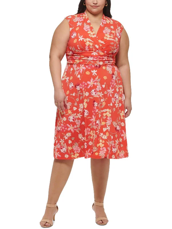 ladies-flared-dress-timeless-tide-Plus Womens Jersey Floral Fit & Flare Dress