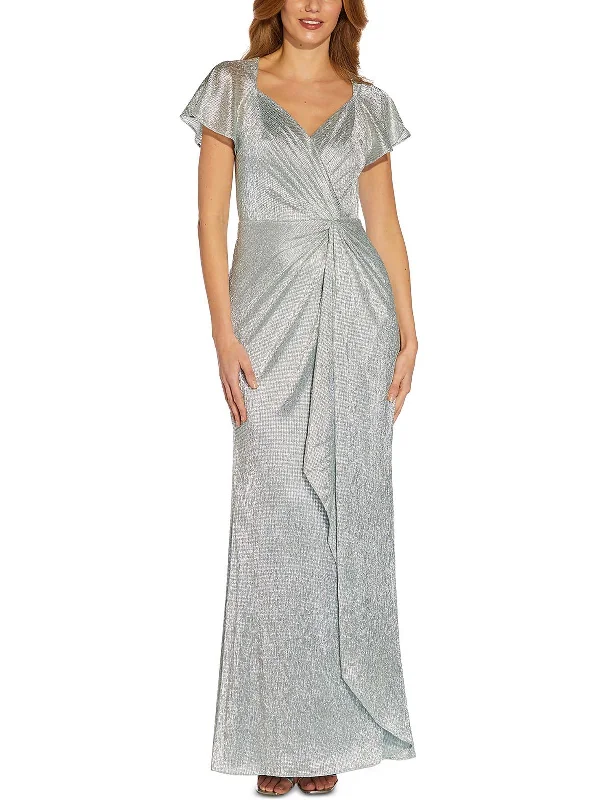 Women's maxi dress new chic -Womens Metallic Maxi Evening Dress