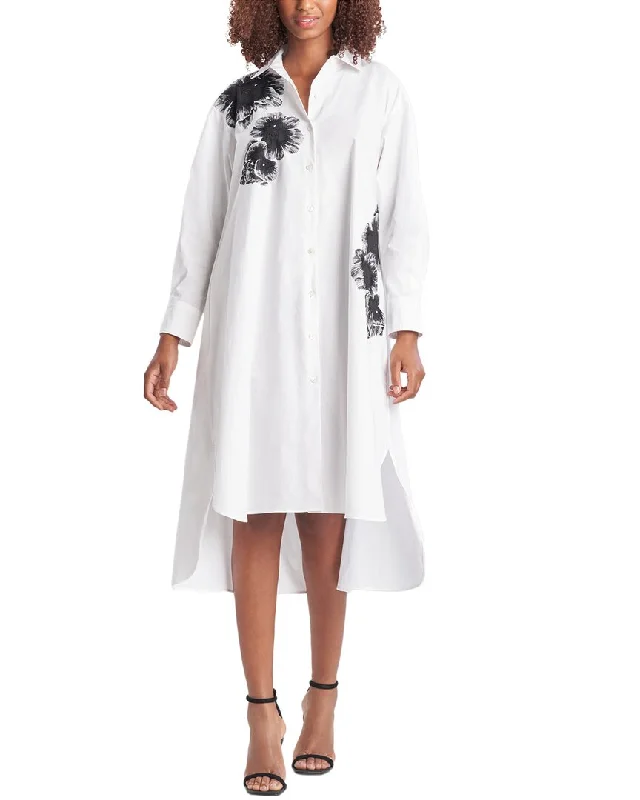 Women's shirt dress luxe flair -Natori Poplin Shirt Dress