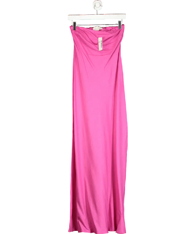 Women's maxi dress shine chic -Anthropologie Pink The Fleur Strapless Linen-blend Maxi Slip Dress UK 8