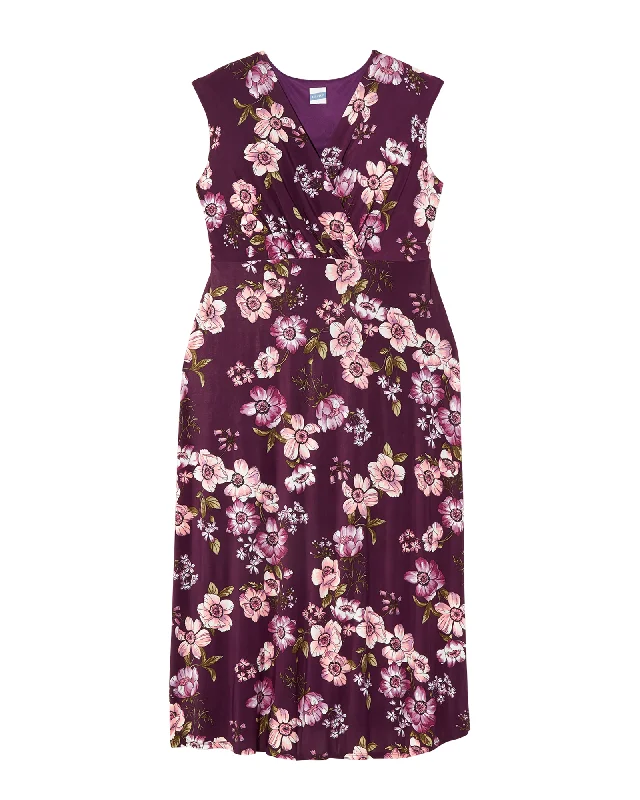 Women's maxi dress chat pop -Springfield Sleeveless Surplice Maxi Dress | Purple / Lilac