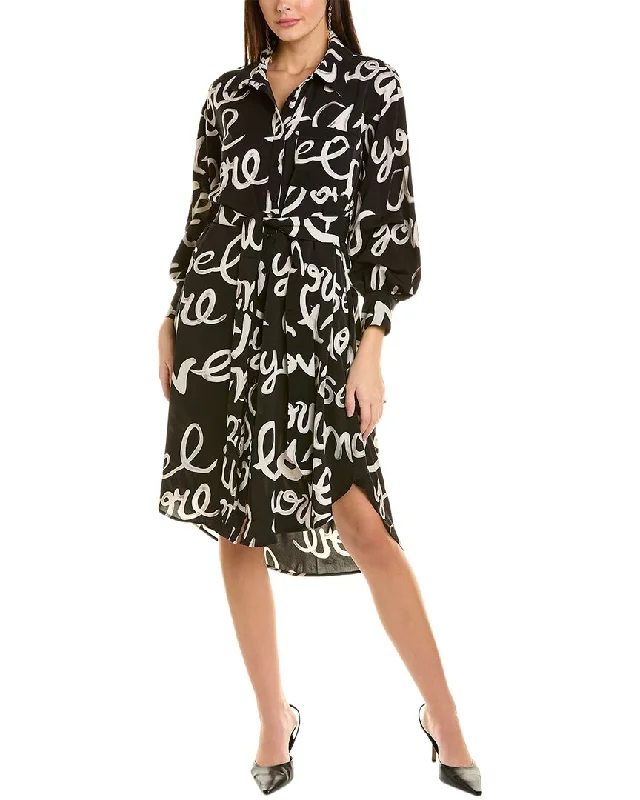 Women's shirt dress hop flair -Gracia Lettering Shirtdress