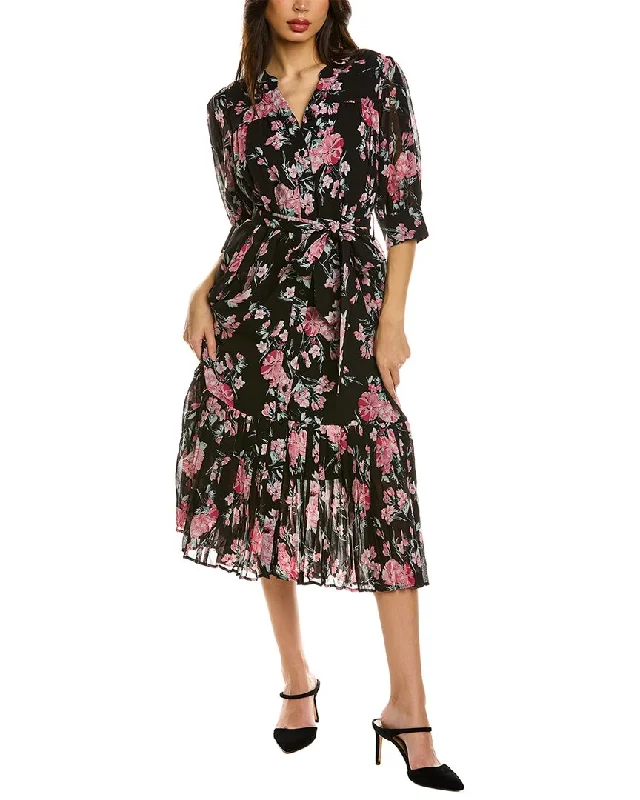 Women's shirt dress slit glow -Gracia Floral Shirtdress