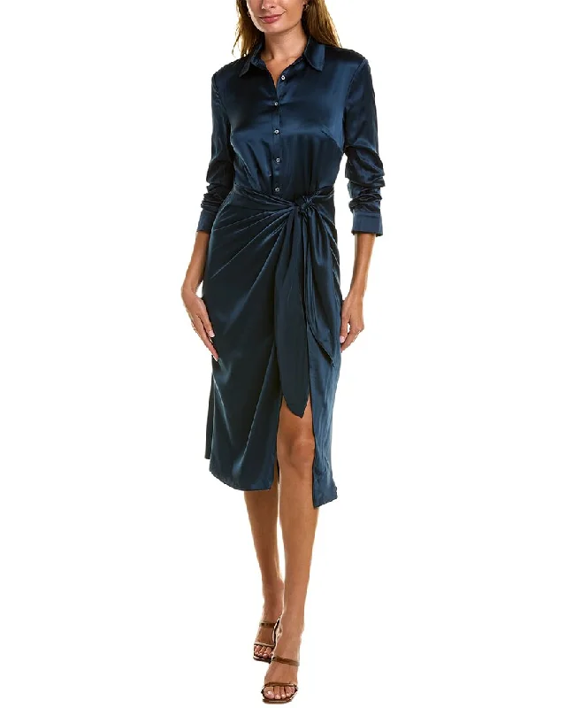 Women's shirt dress calm chic -Cinq à Sept Jacey Silk Shirtdress