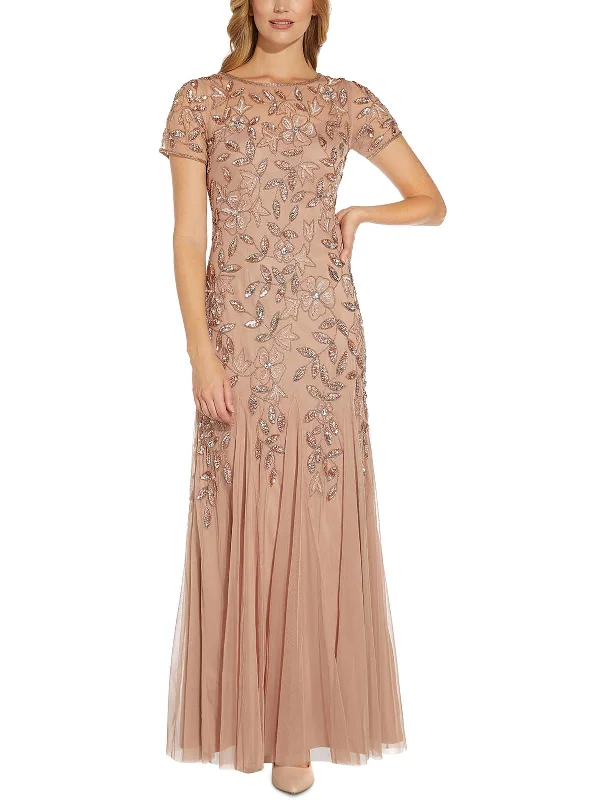 Women's maxi dress era glow -Womens Embellished Maxi Evening Dress