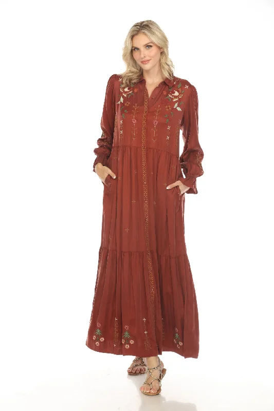 Women's maxi dress new chic -Johnny Was Workshop Viviana Smocked Tiered Maxi Shirt Dress W31423 Boho Chic