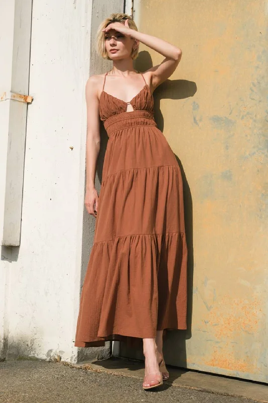 Women's maxi dress mauve pop -EFFORTLESS ELEGANCE WOVEN MAXI DRESS