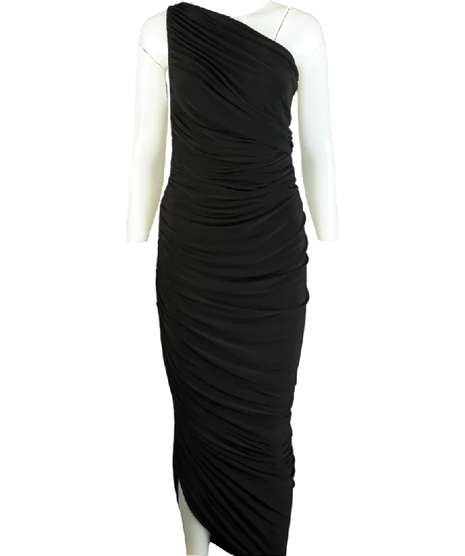 Women's maxi dress lone flair -Norma Kamali Black Diana One-shoulder Stretch-jersey Maxi Dress UK XS