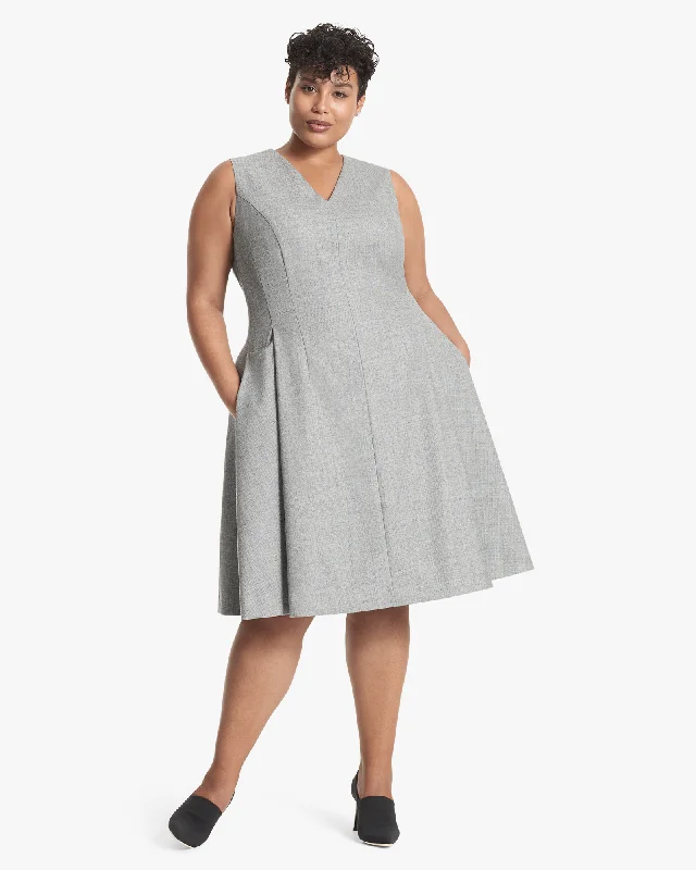 ladies-flared-dress-petite-prance-Jaycie Fit-and-Flare Dress | Light Grey