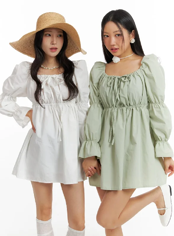 Women's mini dress morn pop -Puff Sleeve A-Line Mini Dress IM404