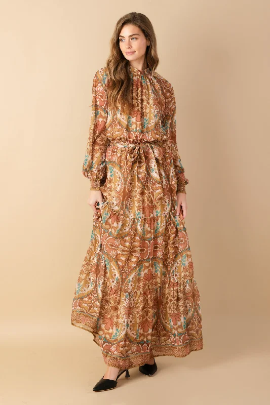 Women's maxi dress sun pop -TIMELESS TAPESTRY WOVEN MAXI DRESS