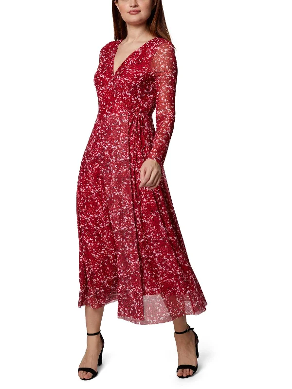 Women's maxi dress hub glow -Womens Printed Maxi Wrap Dress