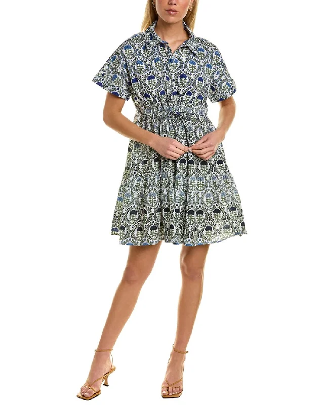 Women's shirt dress knee glow -Ro’s Garden Jade Shirtdress