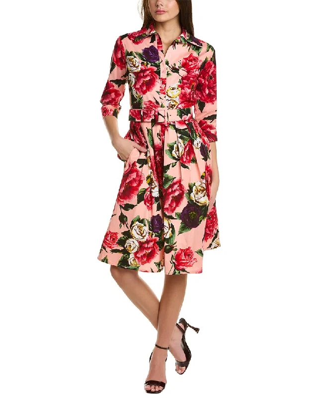 Women's shirt dress snap pop -Samantha Sung Audrey 1 3/4-Sleeve Shirtdress