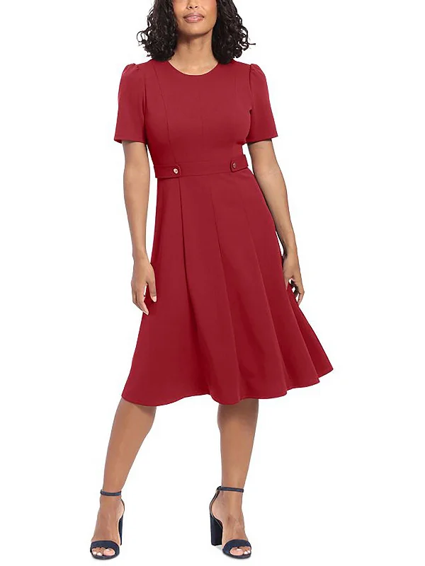 ladies-flared-dress-low-cut-lush-Plus Womens Cocktail Midi Fit & Flare Dress