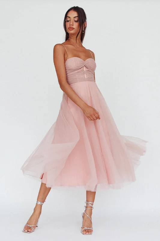 ladies-midi-dress-open-back-opal-Smitten Lace Insert Tulle Midi Dress Blush