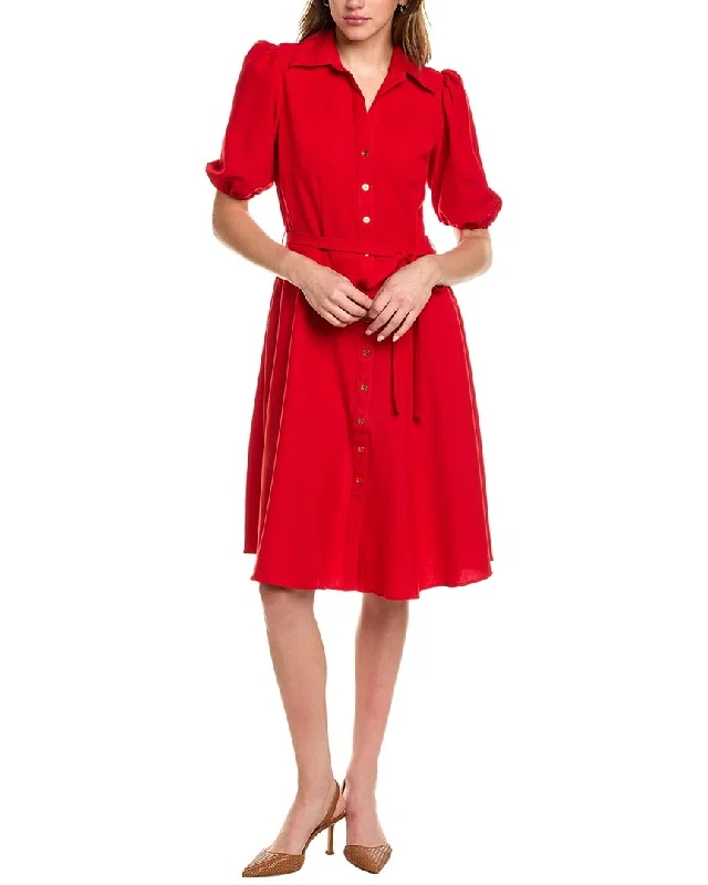 Women's shirt dress bit chic -Sharagano Puff Sleeve Shirtdress