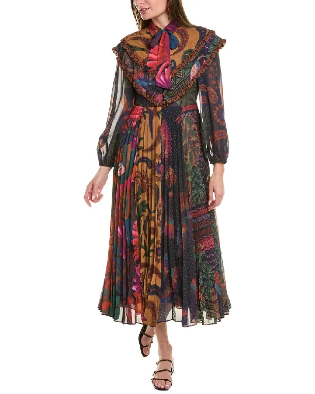 Women's maxi dress bright pop -FARM Rio Mixed Prints Pleated Maxi Dress