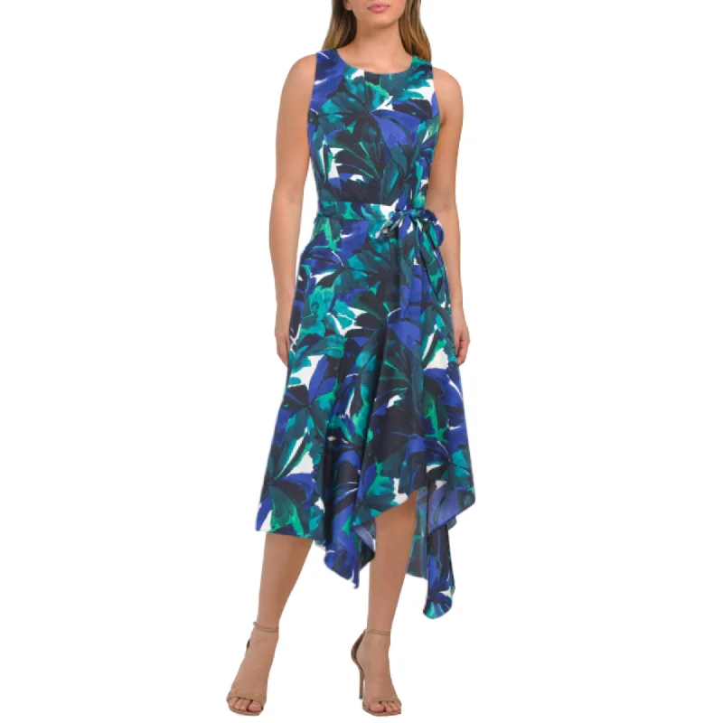 ladies-flared-dress-work-to-whimsy-London Times Women's  Floral Print Fit &Flare Asymmetrical Midi Dress