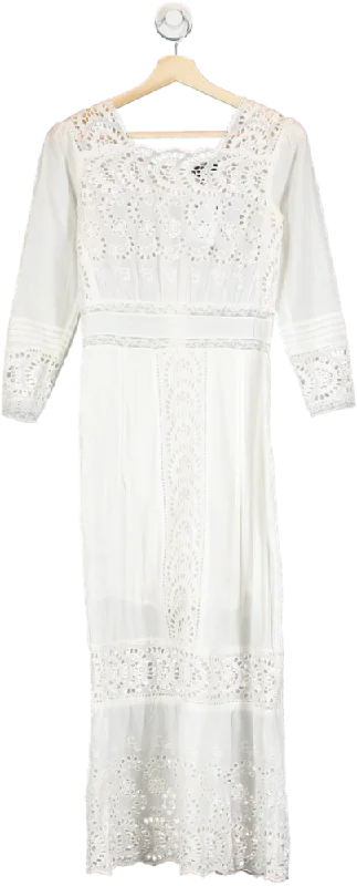 Women's maxi dress haze glow -Topshop White Lace Insert Maxi Dress UK 4