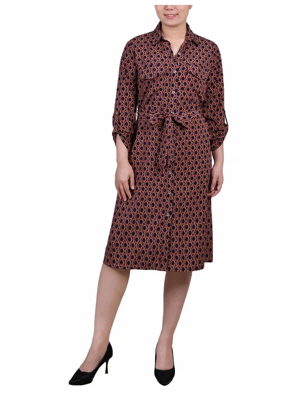 Women's shirt dress cozy glow -Petites Womens Woven Polyester Shirtdress