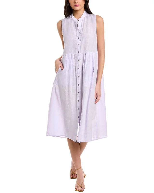 Women's shirt dress bloom glow -EILEEN FISHER Mandarin Collar Linen Shirtdress