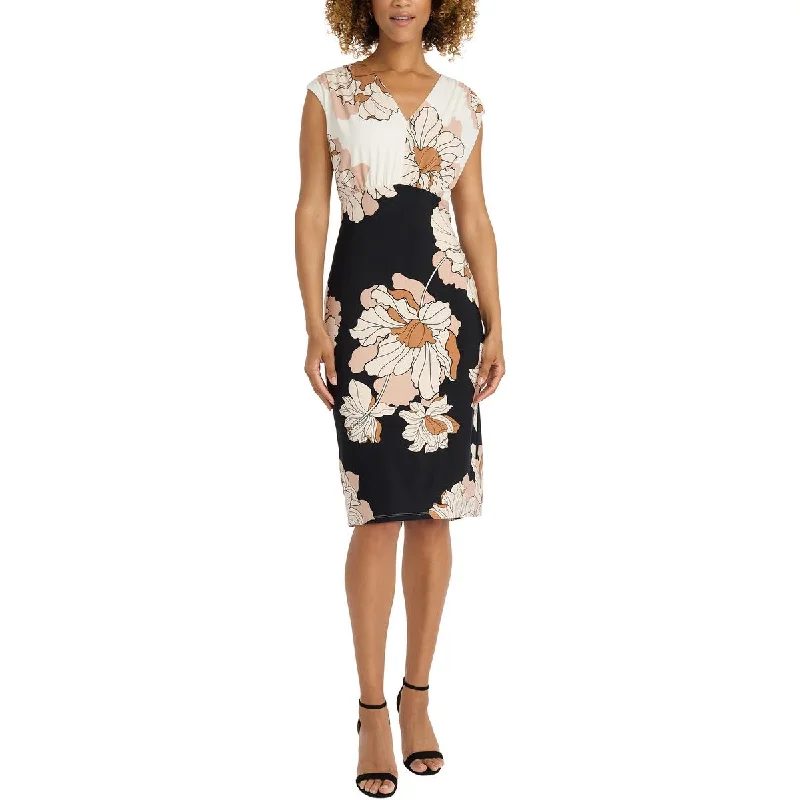 ladies-flared-dress-tropical-tide-Womens V-Neck Floral Print Fit & Flare Dress