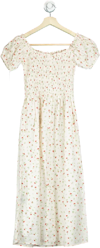 Women's maxi dress multi chic -H&M Cream Floral Print Maxi Dress UK XS