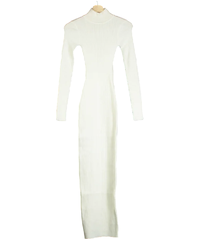 Women's maxi dress bit chic -Naked Wardrobe White Knit Sweater Corset Maxi Dress UK XS