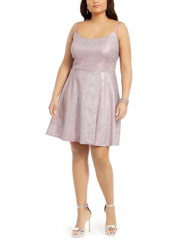 ladies-flared-dress-weekend-wisp-Morgan & Co Women's Plus Size Sparkle Fit & Flare Dress Pink Size 16W | Pink