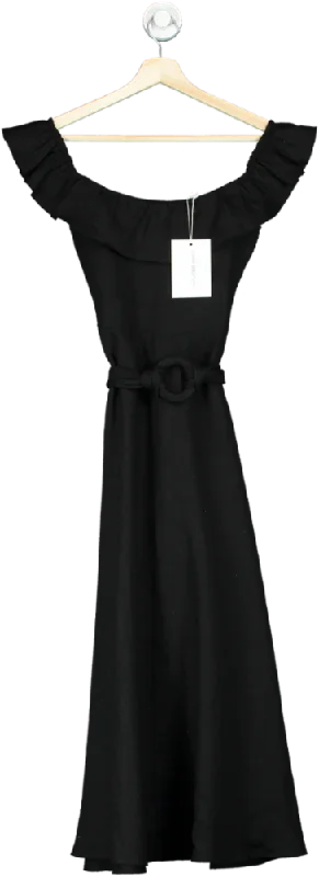 Women's maxi dress geo pop -Maia Bergman Black Off-Shoulder Maxi Dress UK XS