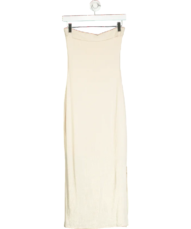 Women's maxi dress petal pop -SDeer Cream Tube Maxi Dress UK S