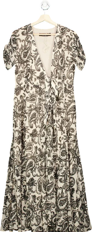 Women's maxi dress mid flair -Religion Black and White Paisley Print Maxi Dress UK XS