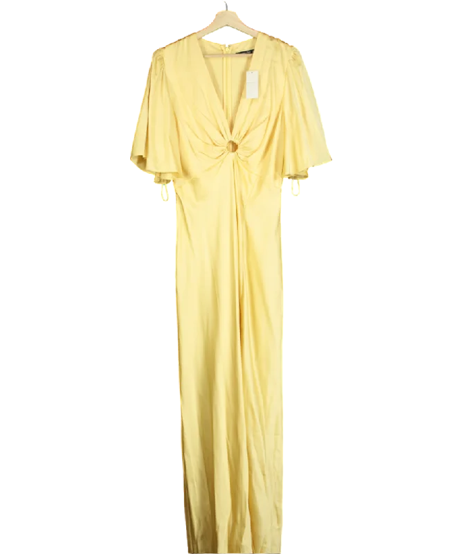 Women's maxi dress curve flair -Abercrombie & Fitch Yellow O-ring Maxi Dress UK L