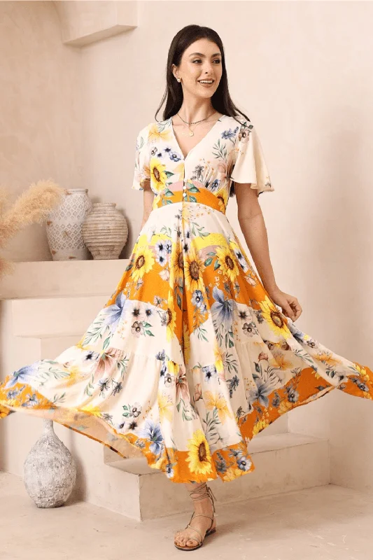 Women's maxi dress sway chic -Sunflower Maxi Dress